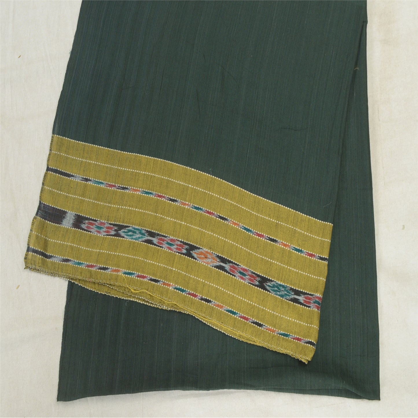 Sanskriti Vintage Dupatta Long Stole Pure Cotton Green Woven Sambalpuri Ikat