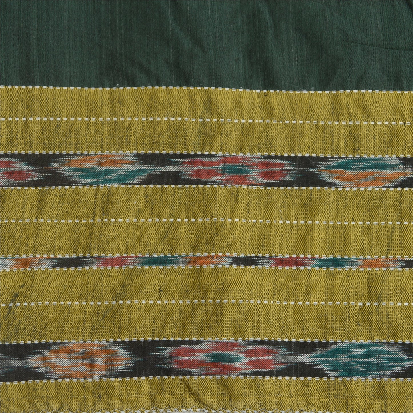 Sanskriti Vintage Dupatta Long Stole Pure Cotton Green Woven Sambalpuri Ikat