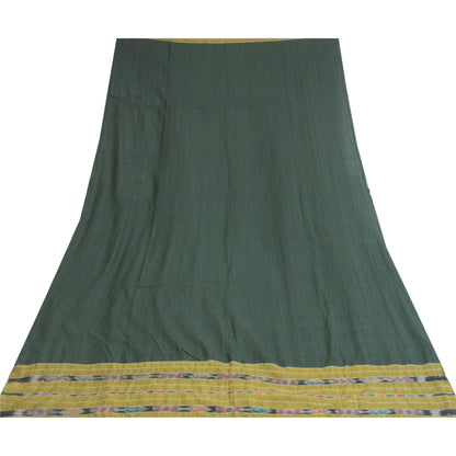 Sanskriti Vintage Dupatta Long Stole Pure Cotton Green Woven Sambalpuri Ikat