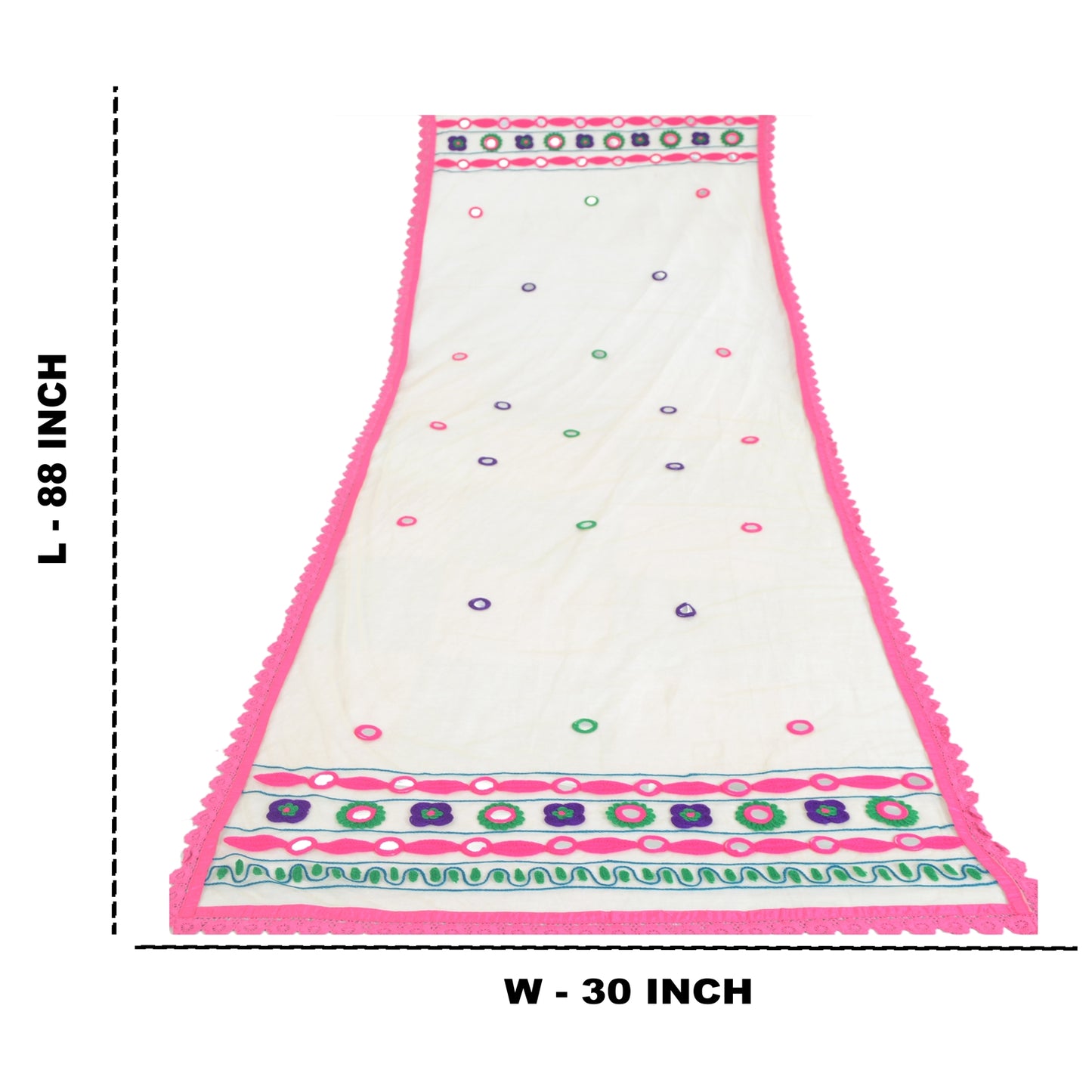 Sanskriti Vintage Cream Dupatta Long Stole Net Mesh Hand Embroidered Wrap Hijab