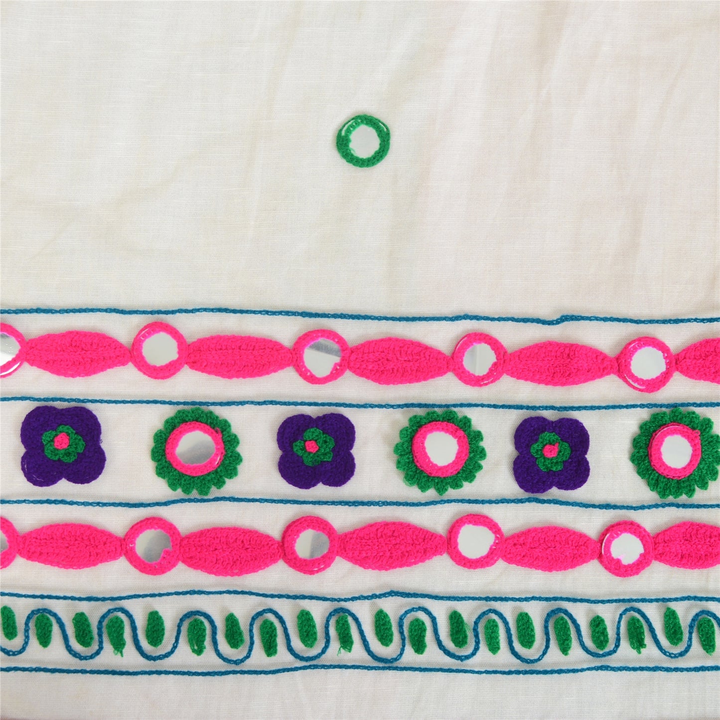 Sanskriti Vintage Cream Dupatta Long Stole Net Mesh Hand Embroidered Wrap Hijab