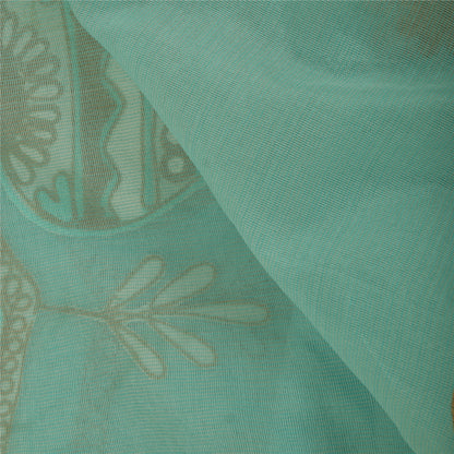 Sanskriti Vintage Sea Green Dupatta Long Stole Blend Cotton Embroidered Scarves