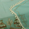 Sanskriti Vintage Sea Green Dupatta Long Stole Blend Cotton Embroidered Scarves
