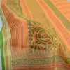 Sanskriti Vintage Dupatta Long Stole Pure Silk Saffron Shawl Block Printed Veil Scarves
