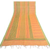 Sanskriti Vintage Dupatta Long Stole Pure Silk Saffron Shawl Block Printed Veil Scarves