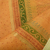 Sanskriti Vintage Dupatta Long Stole Pure Silk Saffron Shawl Block Printed Veil Scarves