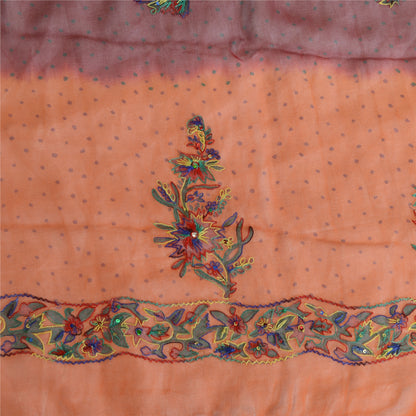 Sanskriti Vintage Dupatta Long Stole Pure Georgette Orange & Maroon Hand Beaded