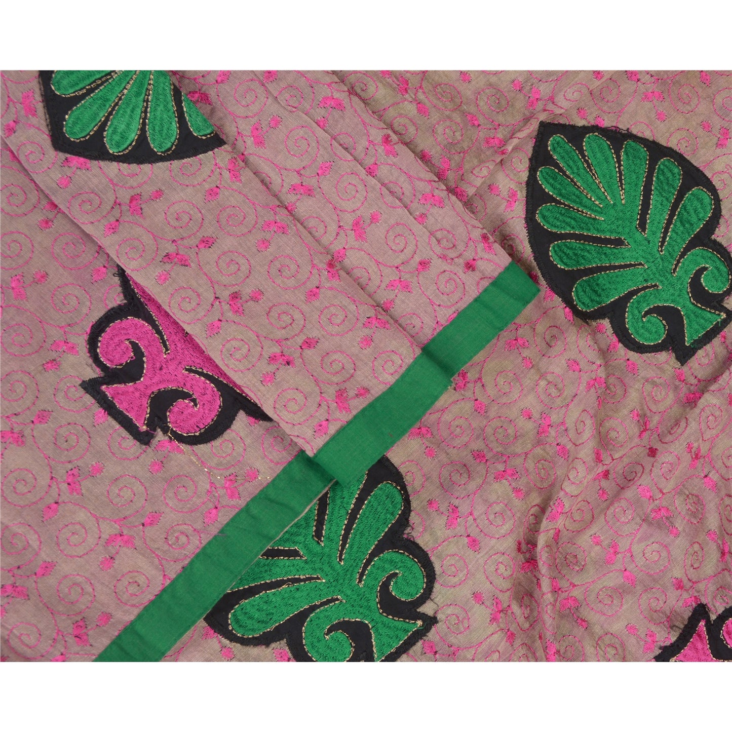 Sanskriti Vintage Dupatta Long Stole Blend Cotton Brown Hijab Embroidered Veil