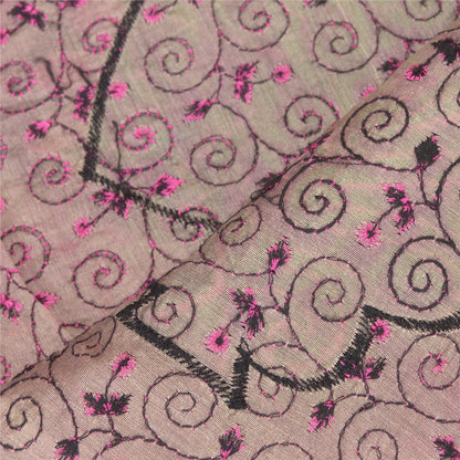 Sanskriti Vintage Dupatta Long Stole Blend Cotton Brown Hijab Embroidered Veil