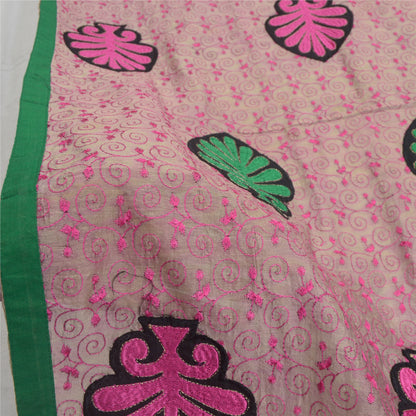 Sanskriti Vintage Dupatta Long Stole Blend Cotton Brown Hijab Embroidered Veil