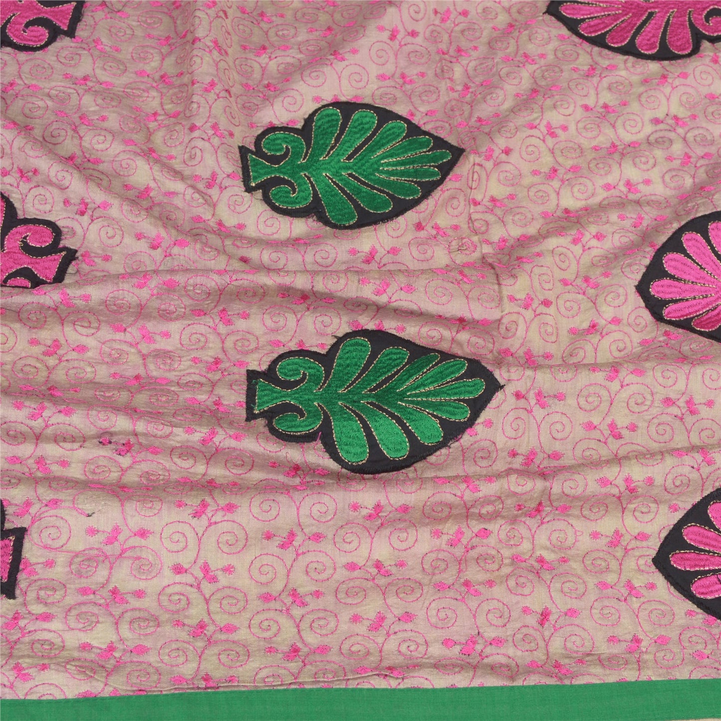 Sanskriti Vintage Dupatta Long Stole Blend Cotton Brown Hijab Embroidered Veil