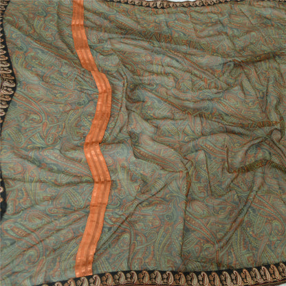 Sanskriti Vintage Dupatta Long Stole Georgette Grey Scarves Embroidered Hijab