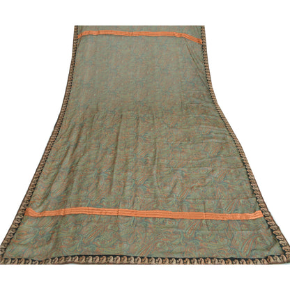 Sanskriti Vintage Dupatta Long Stole Georgette Grey Scarves Embroidered Hijab