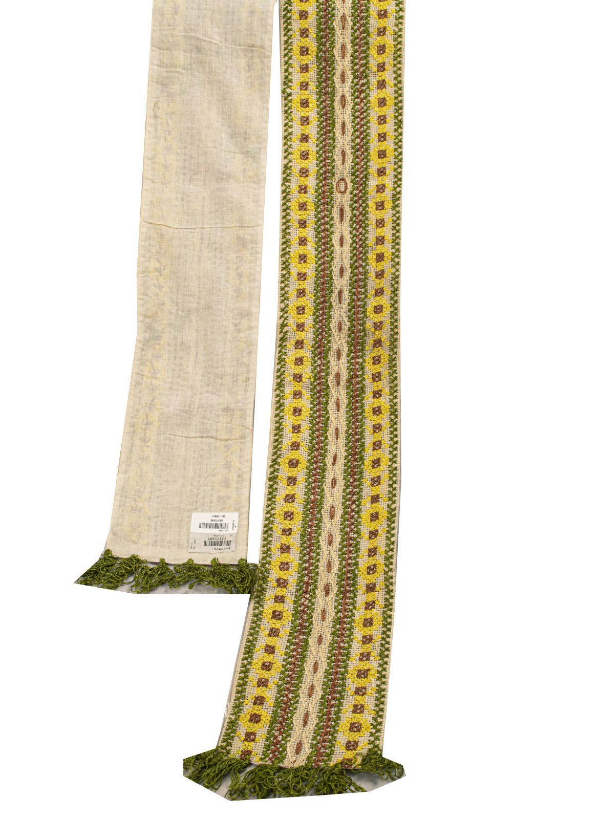 Sanskriti Vintage Dupatta/Stole Ivory Pure Cotton Kutch Hand Embroidered Veil