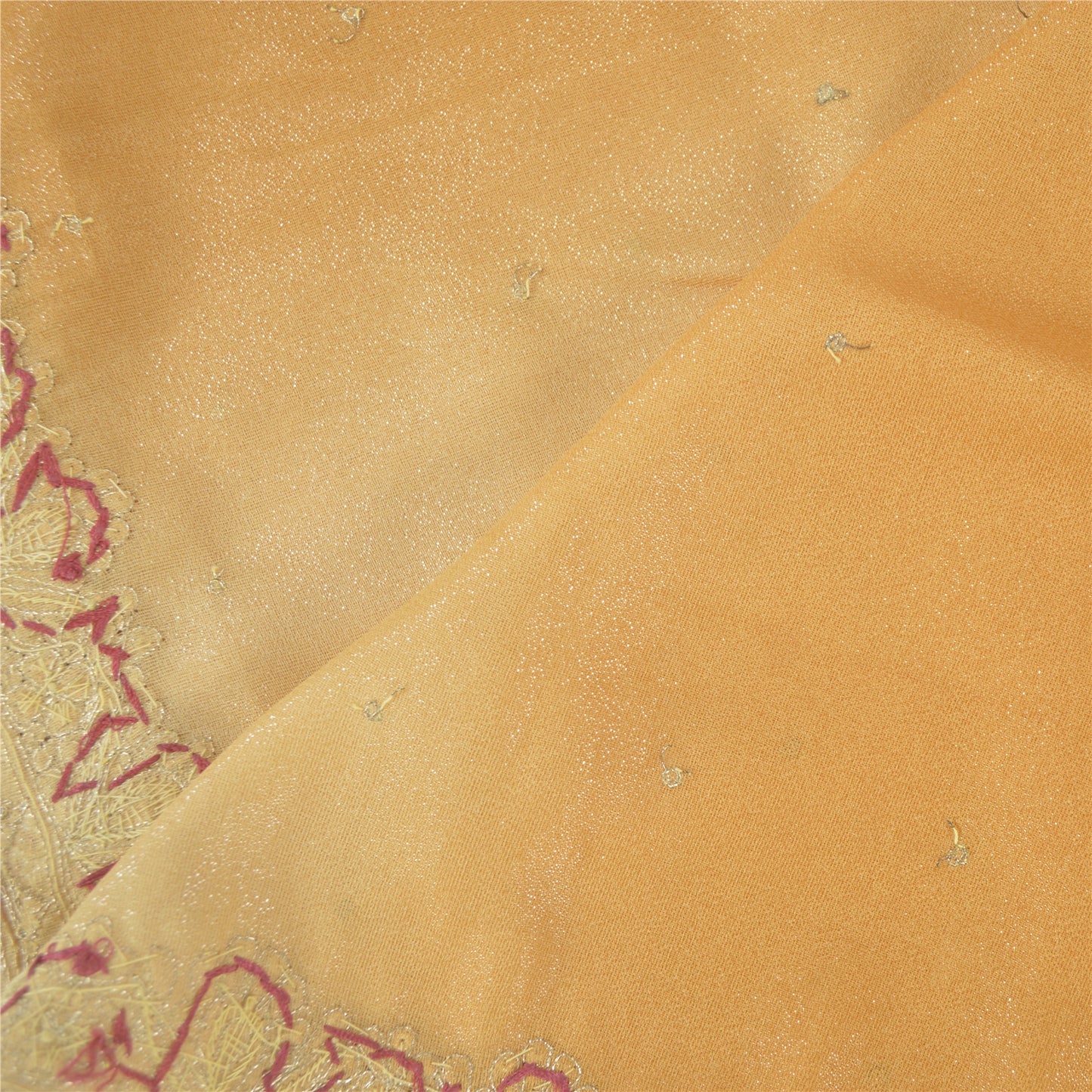 Sanskriti Vintage Golden & Cream Dupatta Long Stole Art Silk Hand Bead Wrap Veil