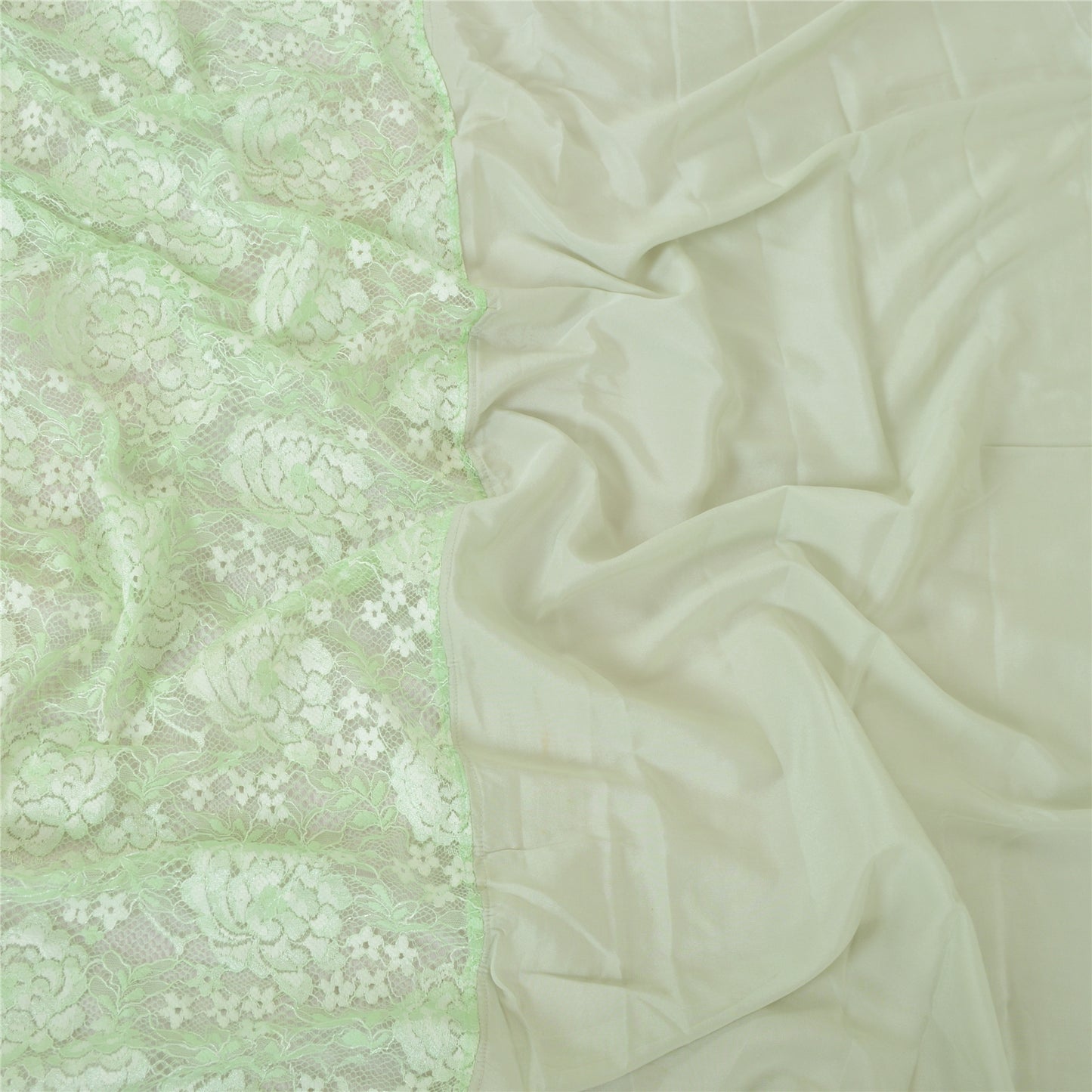 Sanskriti Vintage Mint Green Dupatta Long Stole Blend Silk Woven Wrap Veil/Hijab
