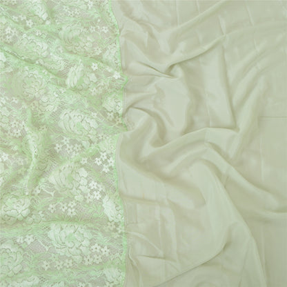 Sanskriti Vintage Mint Green Dupatta Long Stole Blend Silk Woven Wrap Veil/Hijab