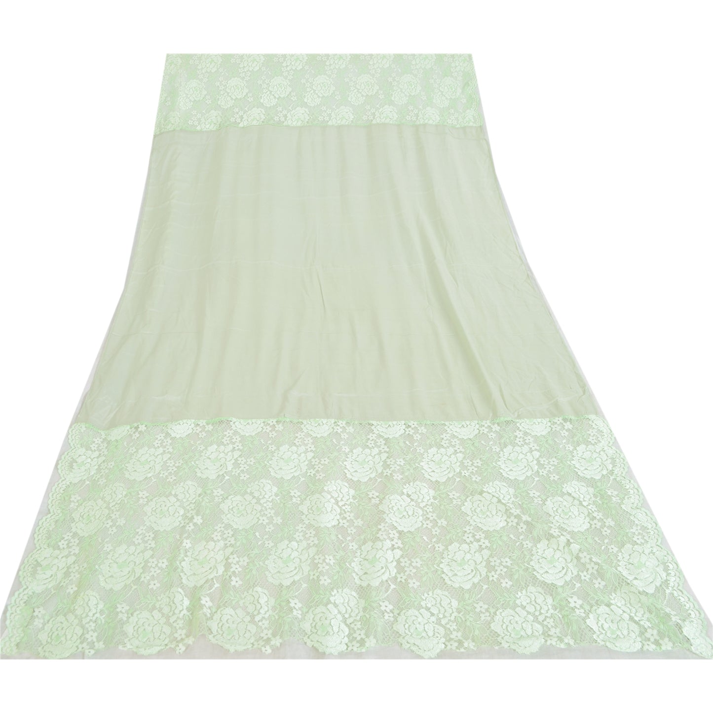 Sanskriti Vintage Mint Green Dupatta Long Stole Blend Silk Woven Wrap Veil/Hijab