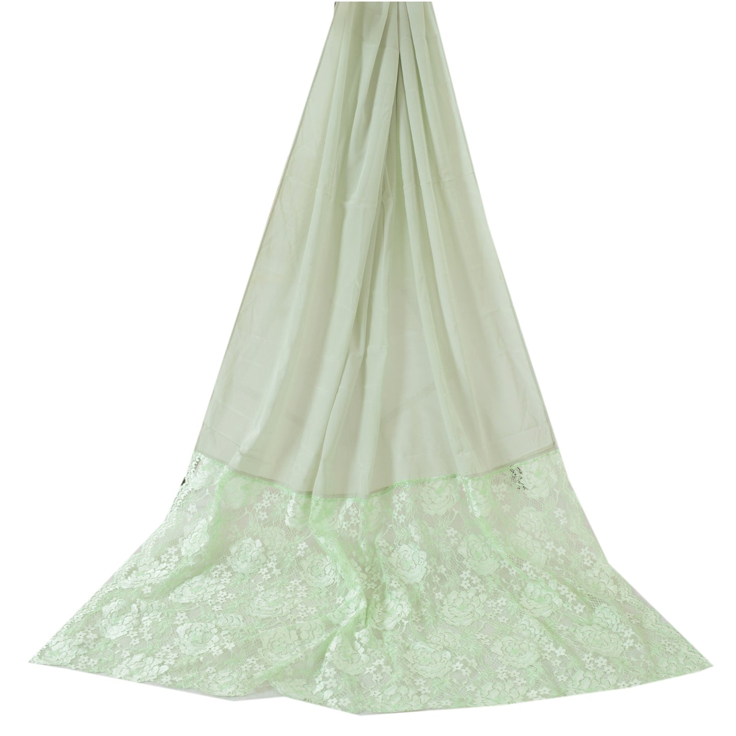 Sanskriti Vintage Mint Green Dupatta Long Stole Blend Silk Woven Wrap Veil/Hijab