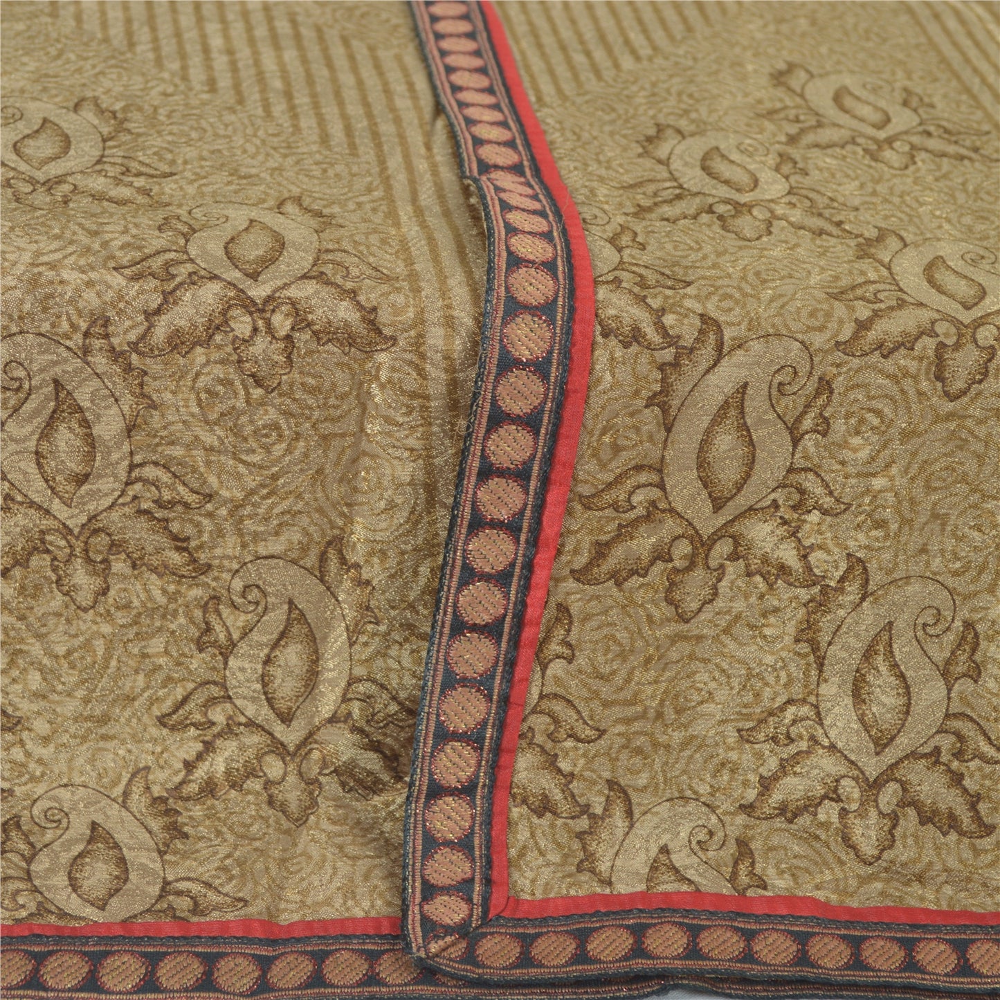 Sanskriti Vintage Brown Dupatta Long Stole Art Silk Woven Printed Premium Hijab