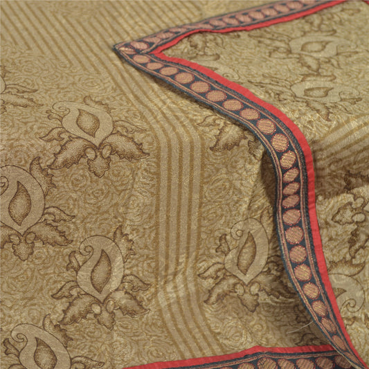 Sanskriti Vintage Brown Dupatta Long Stole Art Silk Woven Printed Premium Hijab