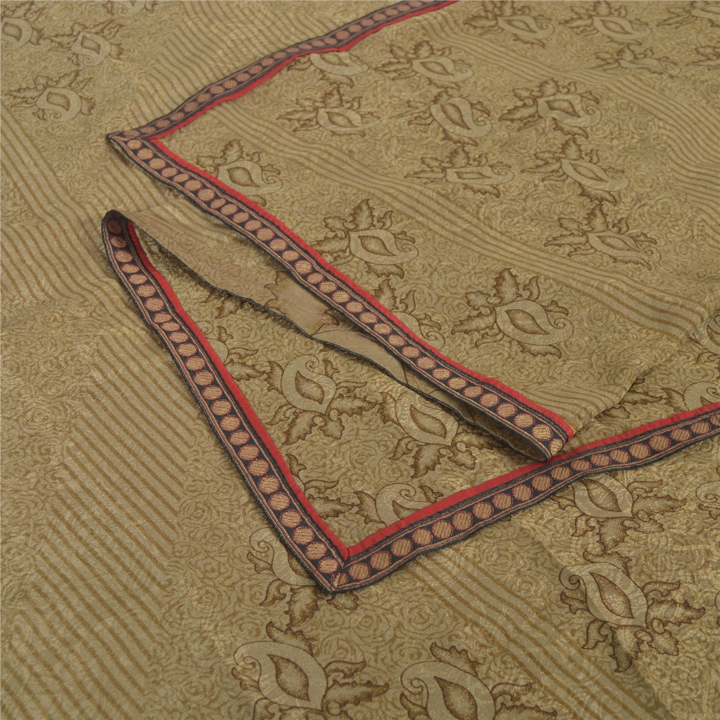 Sanskriti Vintage Brown Dupatta Long Stole Art Silk Woven Printed Premium Hijab