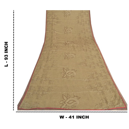 Sanskriti Vintage Brown Dupatta Long Stole Art Silk Woven Printed Premium Hijab