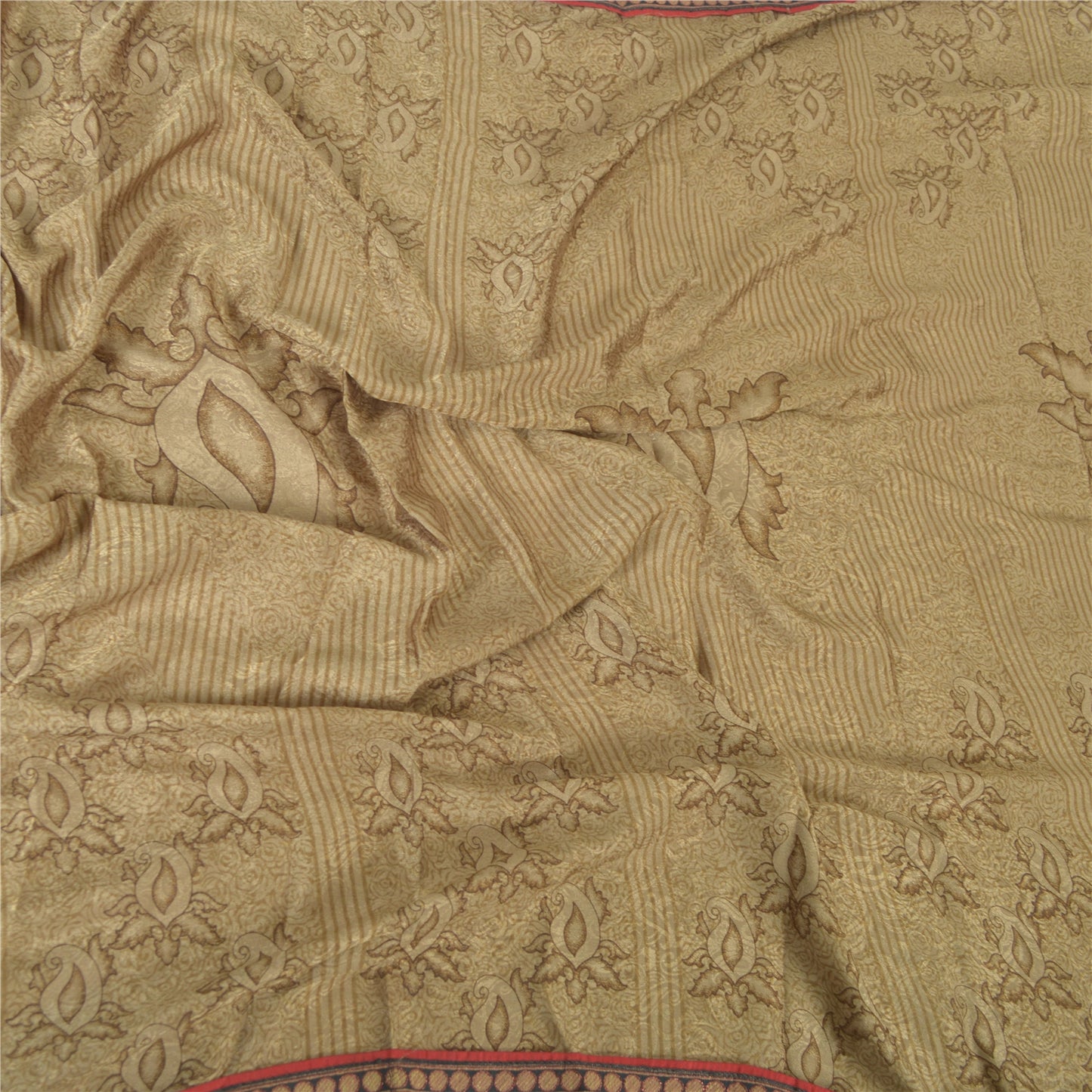 Sanskriti Vintage Brown Dupatta Long Stole Art Silk Woven Printed Premium Hijab