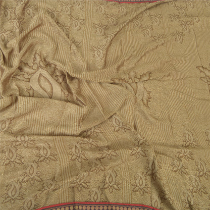 Sanskriti Vintage Brown Dupatta Long Stole Art Silk Woven Printed Premium Hijab