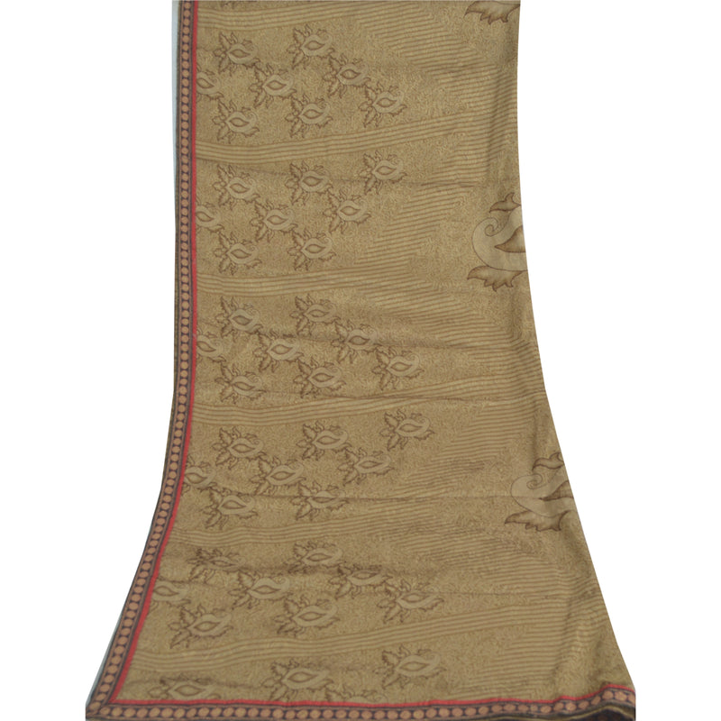 Sanskriti Vintage Brown Dupatta Long Stole Art Silk Woven Printed Premium Hijab