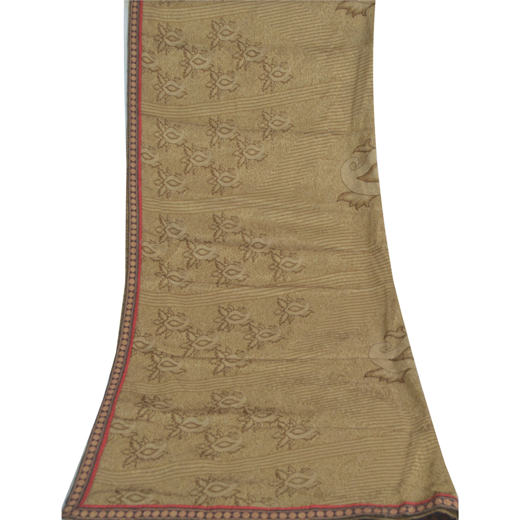 Sanskriti Vintage Brown Dupatta Long Stole Art Silk Woven Printed Premium Hijab