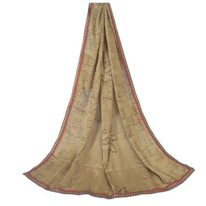 Sanskriti Vintage Brown Dupatta Long Stole Art Silk Woven Printed Premium Hijab