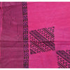 Sanskriti Vintage Dupatta long Stole Pure Silk Pink Veil Block Printed Scarves