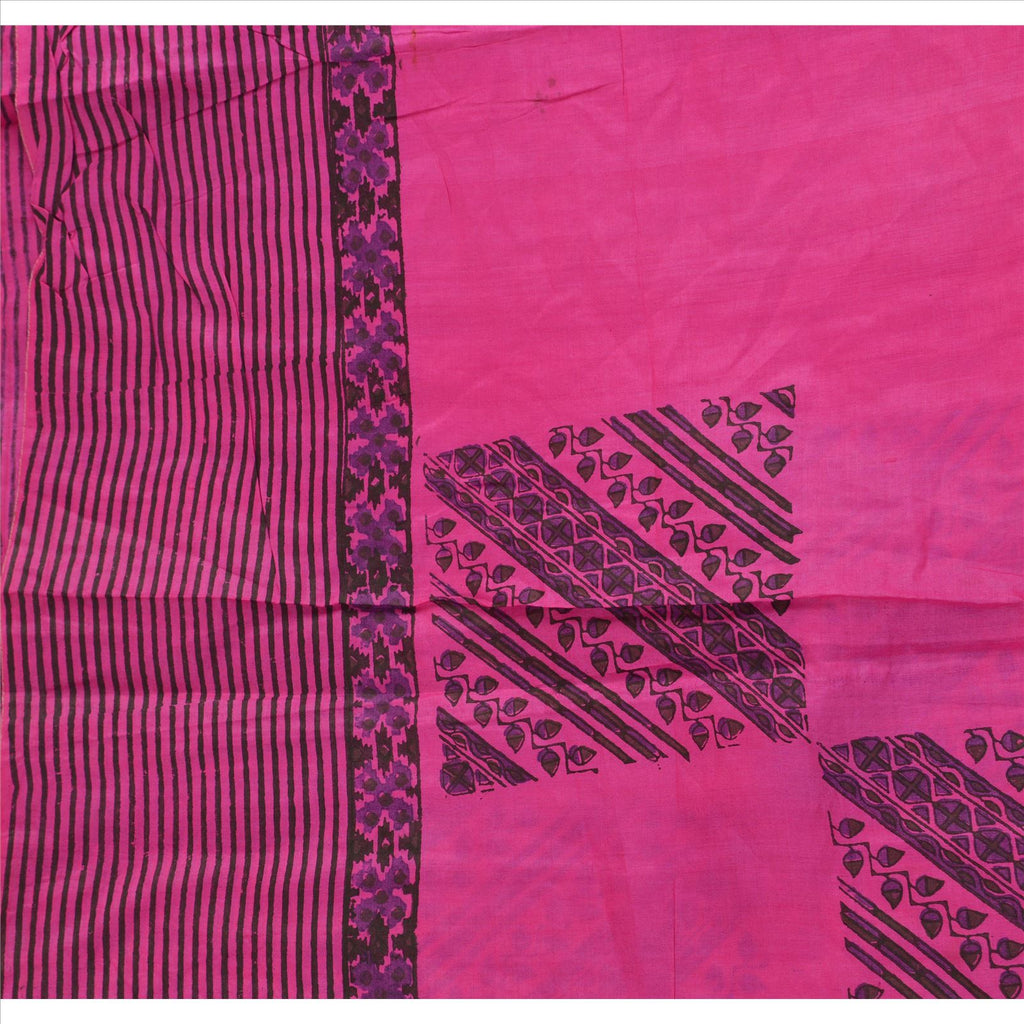 Sanskriti Vintage 100% Pure Silk Pink Dupatta Long Stole Veil Hand Block Printed Scarves Floral Scarf Veil Neck/Headscarf Textile Fabric