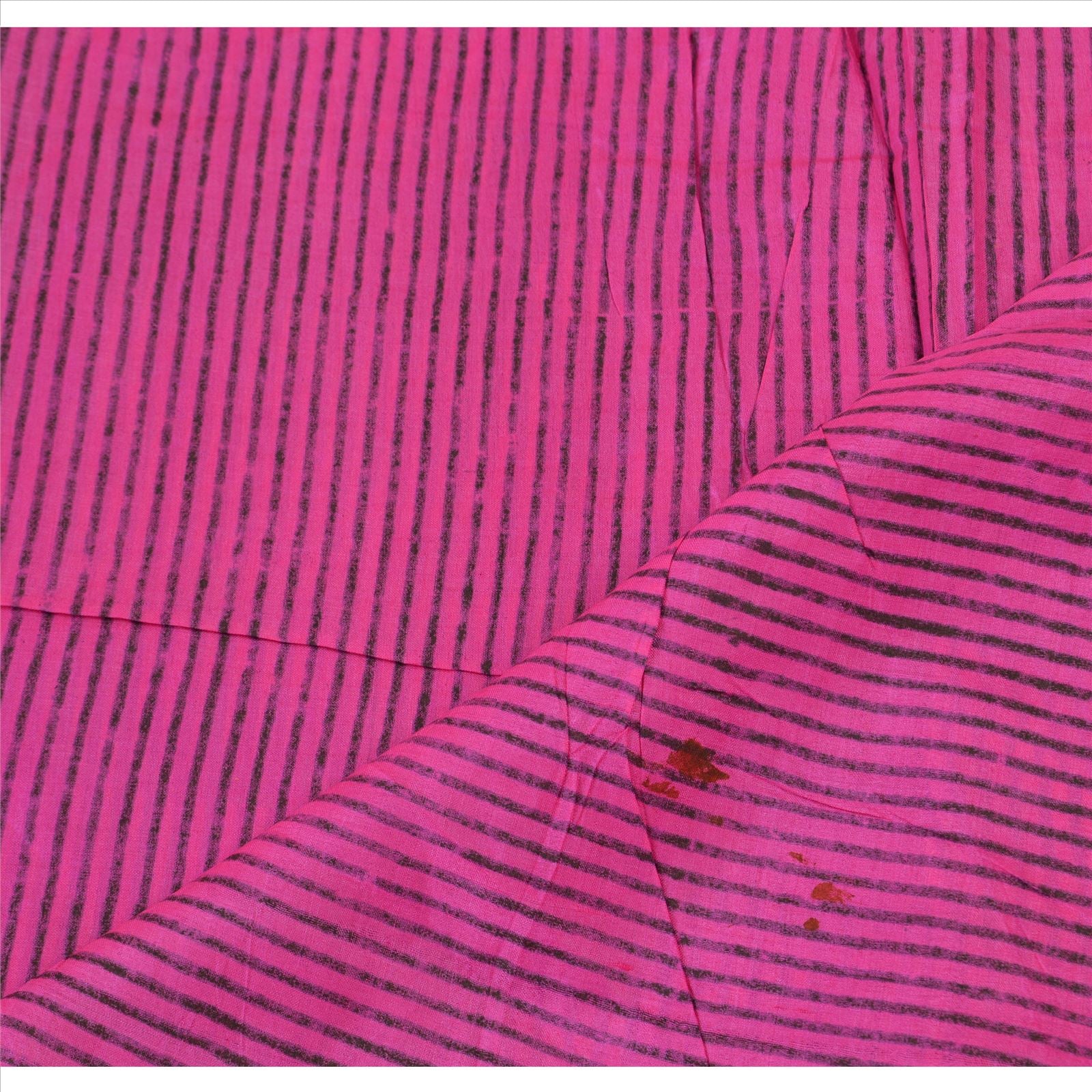 Sanskriti Vintage 100% Pure Silk Pink Dupatta Long Stole Veil Hand Block Printed Scarves Floral Scarf Veil Neck/Headscarf Textile Fabric