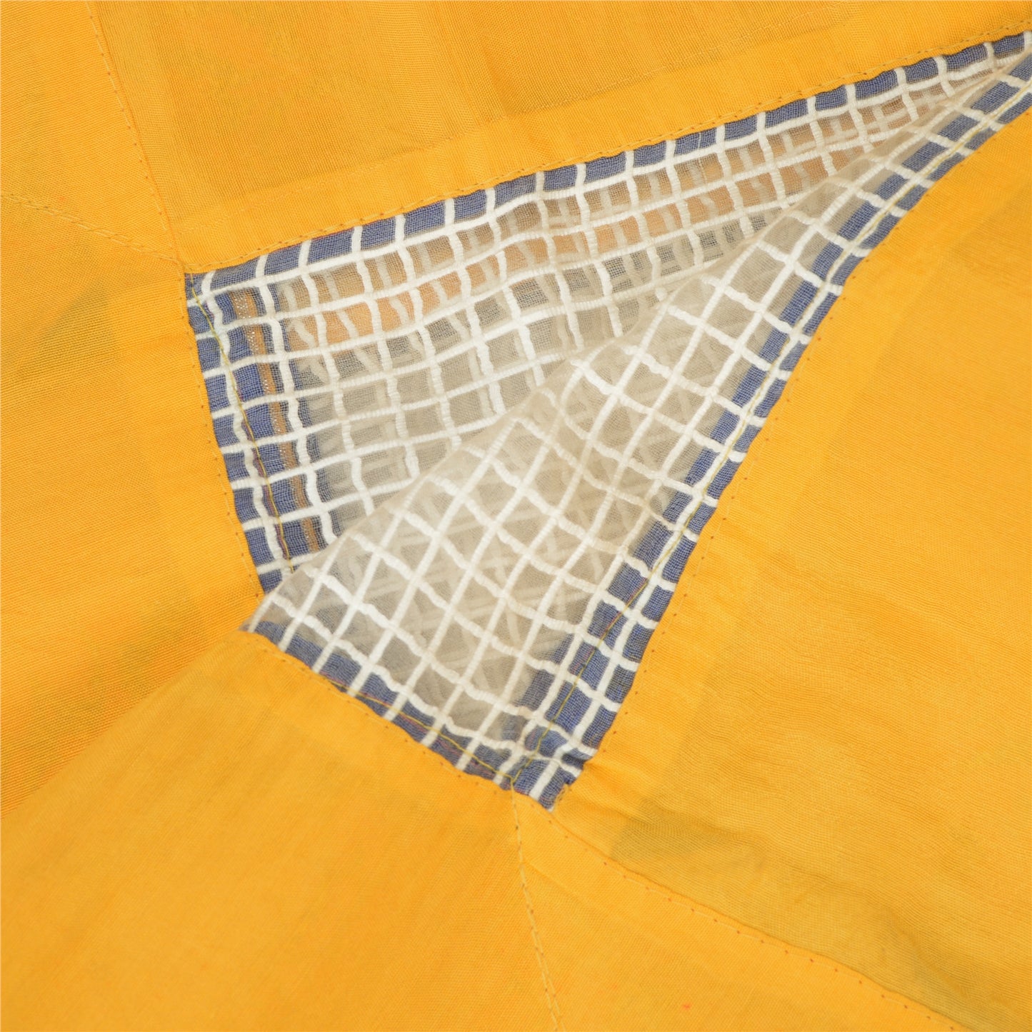 Sanskriti Vintage Dupatta Long Stole Pure Organza Silk Saffron/Cream Woven Veil