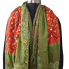 Sanskriti Vintage Green Dupatta Long Stole Pure Cotton Hand Embroidery Wrap Veil