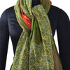 Sanskriti Vintage Green Dupatta Long Stole Pure Cotton Hand Embroidery Wrap Veil