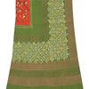 Sanskriti Vintage Green Dupatta Long Stole Pure Cotton Hand Embroidery Wrap Veil