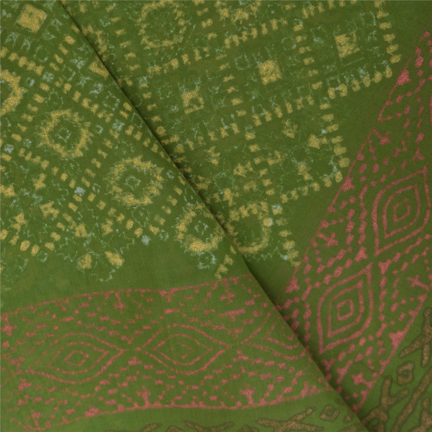 Sanskriti Vintage Green Dupatta Long Stole Pure Cotton Hand Embroidery Wrap Veil