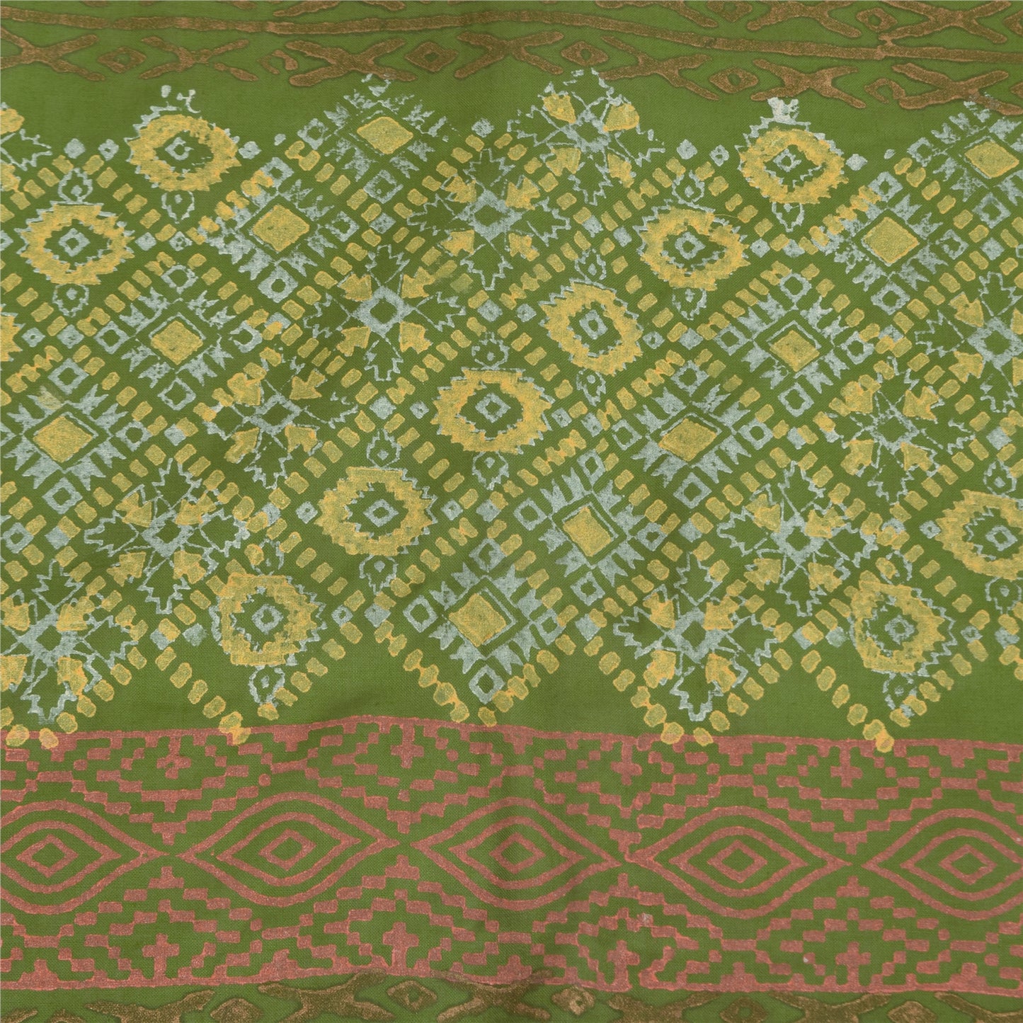 Sanskriti Vintage Green Dupatta Long Stole Pure Cotton Hand Embroidery Wrap Veil