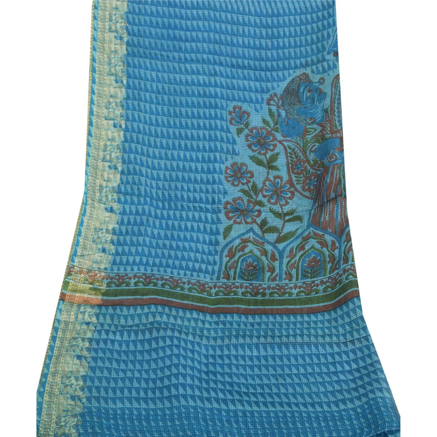 New 100% Pure Tassar Silk Long Stole Dupatta Scarves Printed With Weaving Border