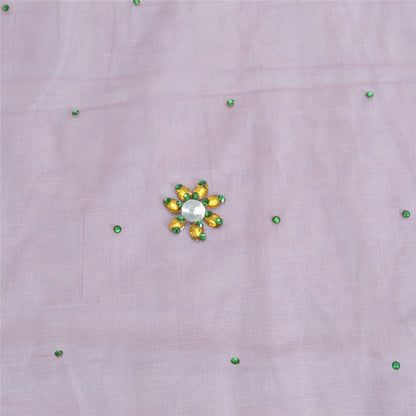 Sanskriti Vintage Dupatta Long Stole Net Mesh Purple Hand Beaded Wrap Veil