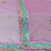 Sanskriti Vintage Dupatta Long Stole Net Mesh Purple Hand Beaded Wrap Veil