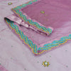 Sanskriti Vintage Dupatta Long Stole Net Mesh Purple Hand Beaded Wrap Veil