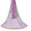 Sanskriti Vintage Dupatta Long Stole Net Mesh Purple Hand Beaded Wrap Veil