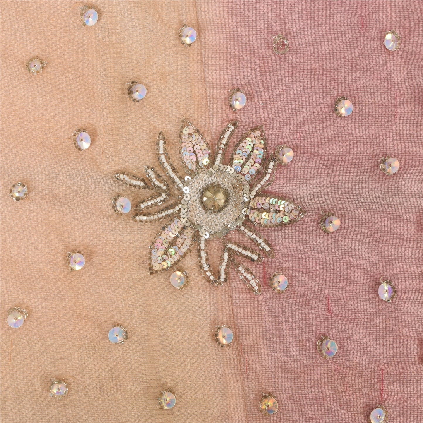 Sanskriti Vintage Indian Dupatta Long Stole Net Mesh Hand Beaded Ethnic Scarves