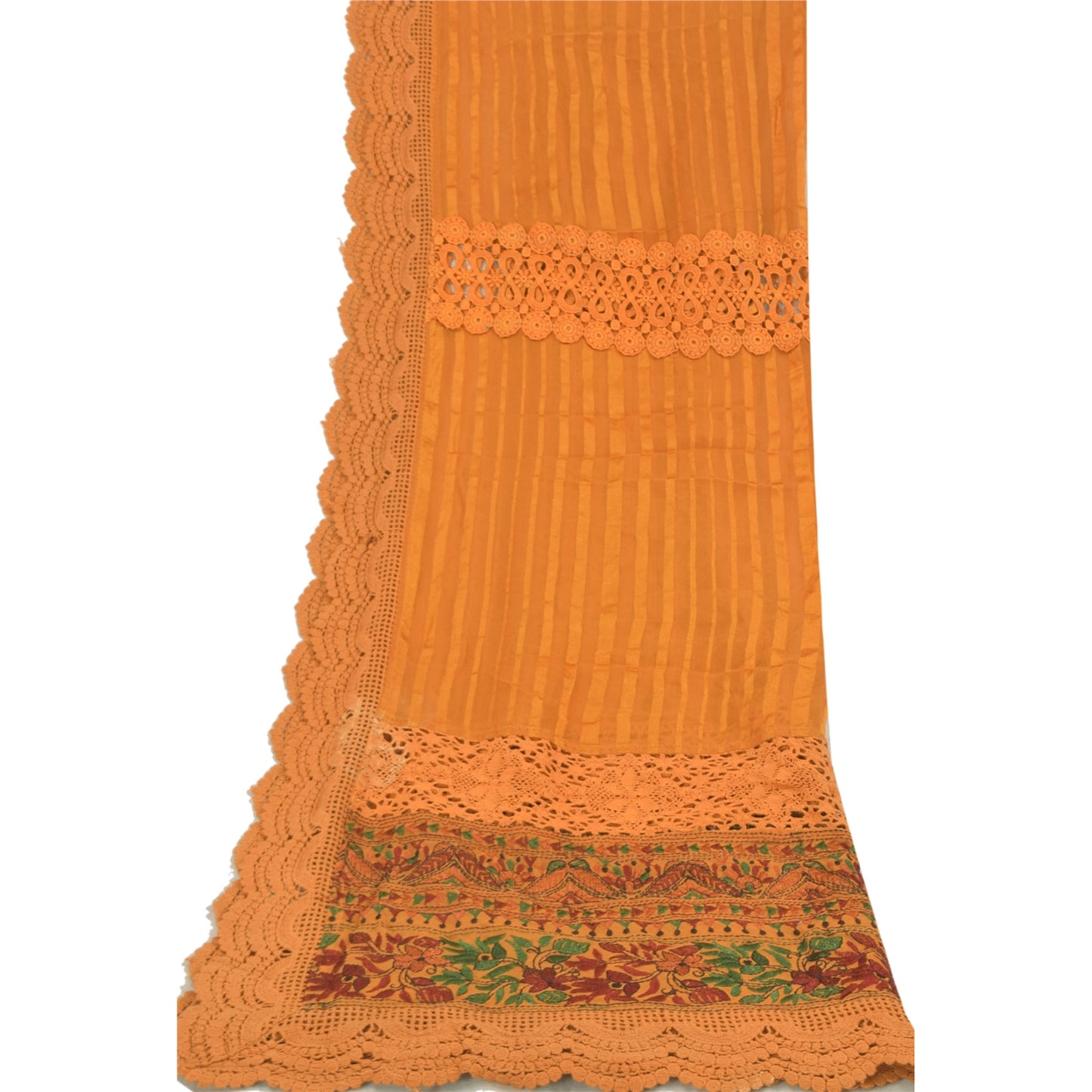 Sanskriti Vintage Dupatta Lange Stol Georgette Gule Slør Broderede Tørklæder