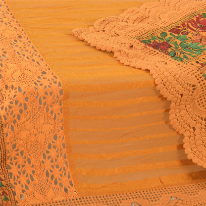 Sanskriti Vintage Dupatta Lange Stol Georgette Gule Slør Broderede Tørklæder