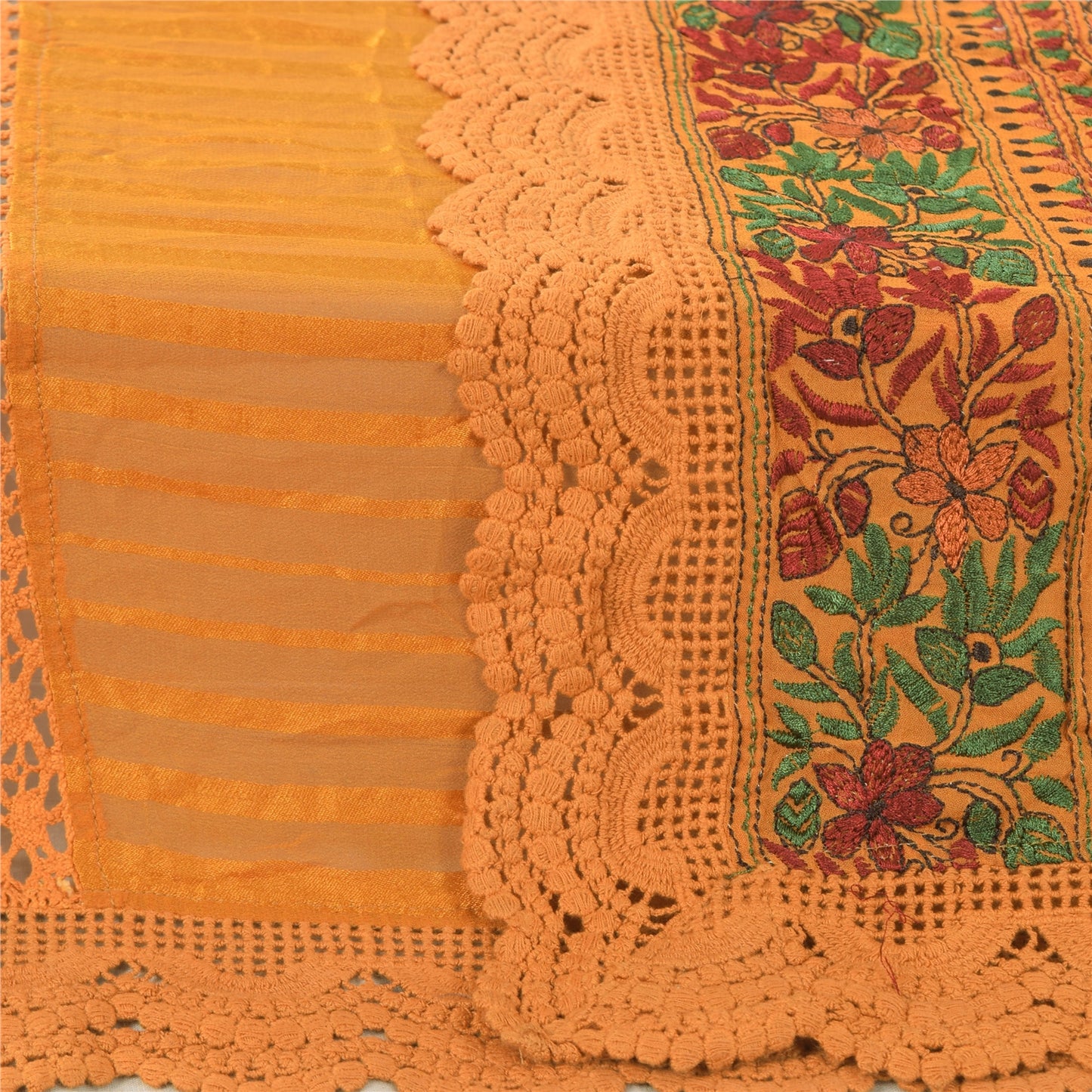Sanskriti Vintage Dupatta Lange Stol Georgette Gule Slør Broderede Tørklæder